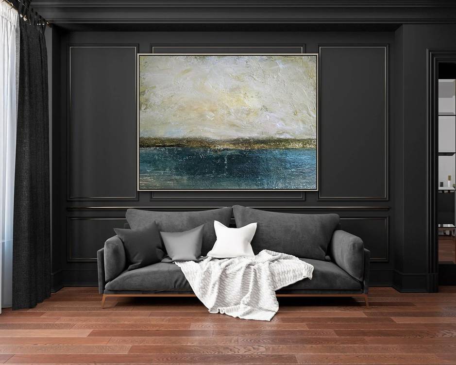 Navy Sky Minimalist Not Abstract Canvas Artwork SU26A wall art